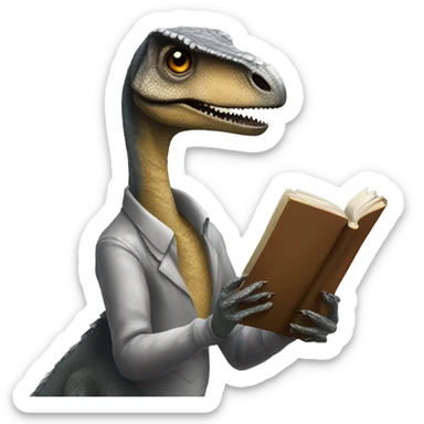 velociraptor reading a book sticker
