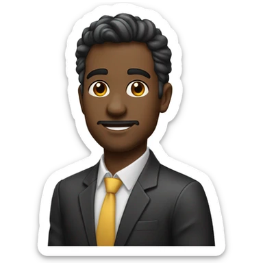 homem moreno claro, cabeo curto com topete na cor preto, gordinho sticker