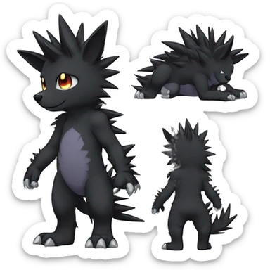 Dark Edgy Cool Shy Innocent Fluffy Spiky FurSona Fakemon Full Body sticker