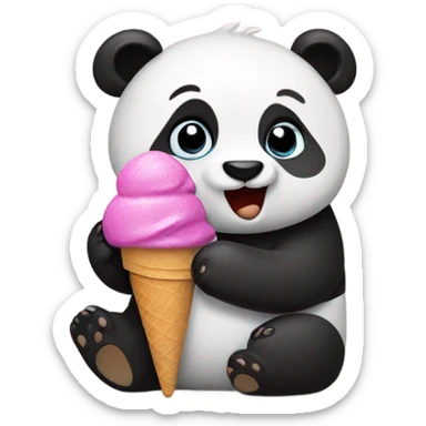 Panda eating ice cream sticker