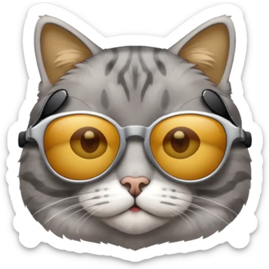 Grey tabby cat in sunglasses sticker