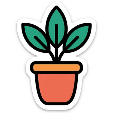 potted plant icon color outline sticker