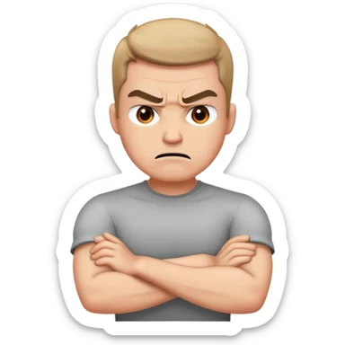 guy with arms crossed on neck angry  sticker
