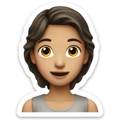 relieved girl with dark brown hair  sticker