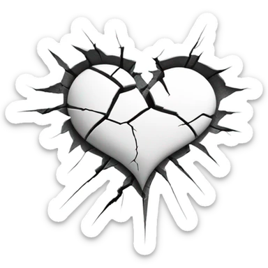 White heart broken sticker