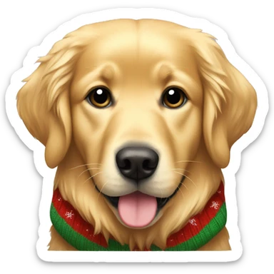 golden retriever wearing christmas sweater sticker