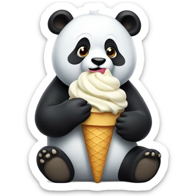 Panda eating ice cream sticker