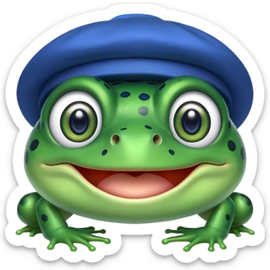 frog wearing a double blue hat sticker
