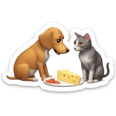 Dog eating cat eating rat eating mouse eating cheese sticker