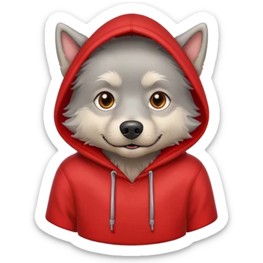 Gray dog scruffy red hood sweatshirt  sticker