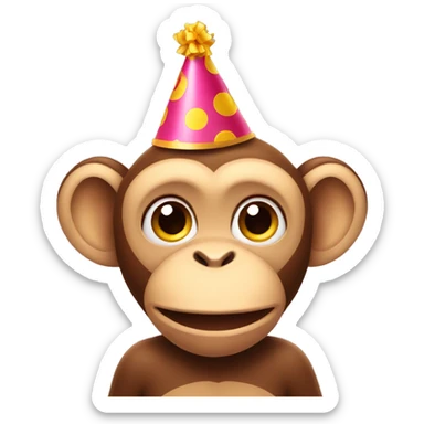 monkey wearing birthday hat sticker