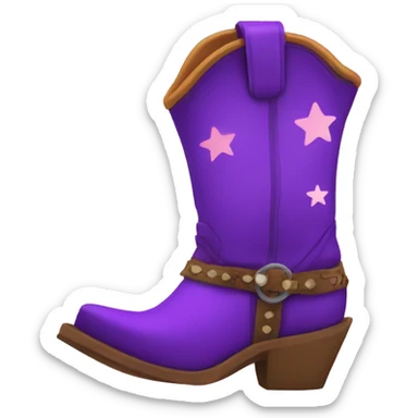 Putple cowboy boots with cute design sticker