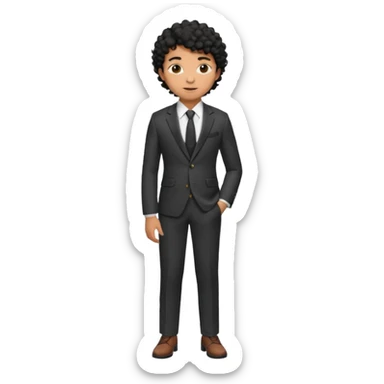 Young man, brown skin, black curly hair, tailored trousers, suit jacket, and tie

 sticker