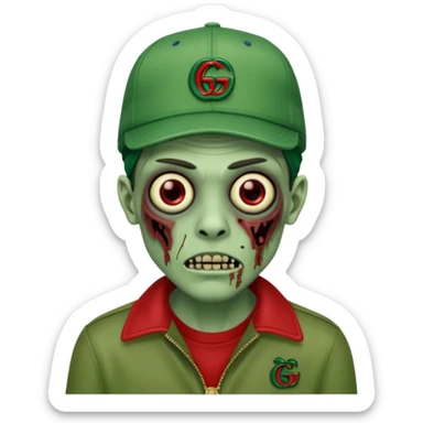 Create a zombie emoji with a gucci cap sticker