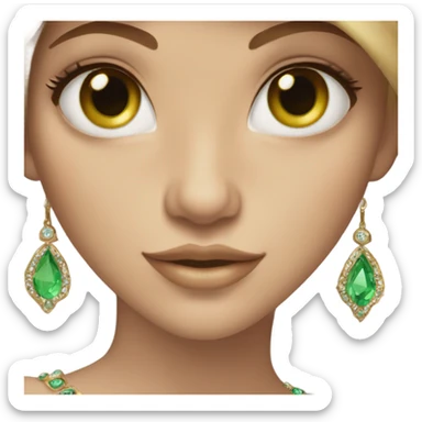 elegant light brown hair green eyed girl with jewellery  sticker