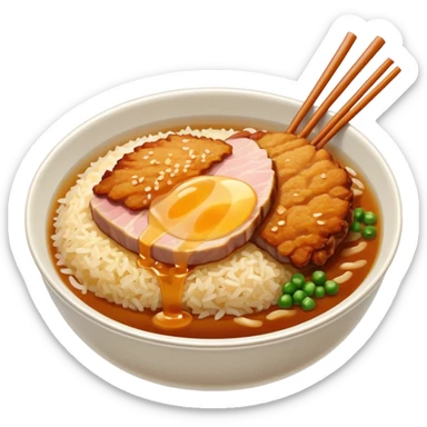 katsudon in a bowl with no eggs on top sticker