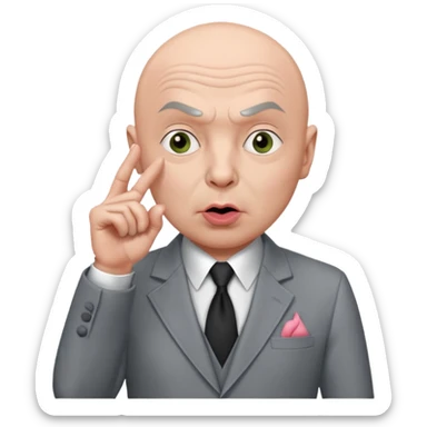 Dr evil from austin powers with his pinky to his mouth sticker