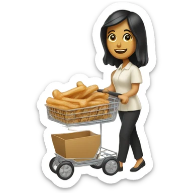 Tan black hair lady with a cart selling churros sticker