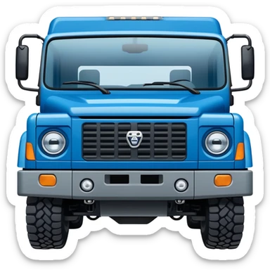 european looking expedition truck in blue flat snout sticker