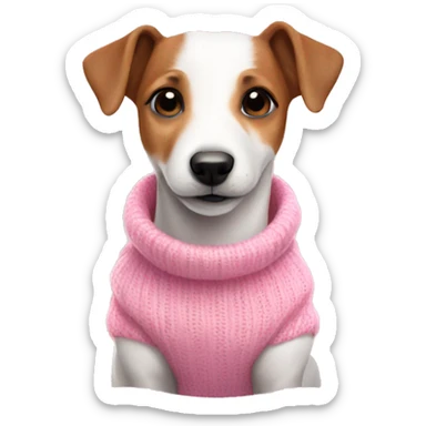 Cute jack russel wearing pink sweater  sticker
