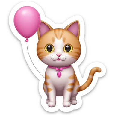 Cat with pink balloon sticker