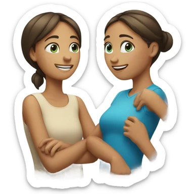 Mom and daughter blue eyes sticker