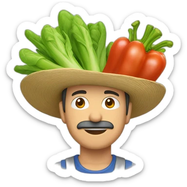 señor cosechando verduras de una huerta sticker