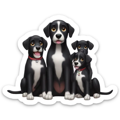 A black dog with his kids sticker