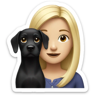 Blonde girl with black dog sticker