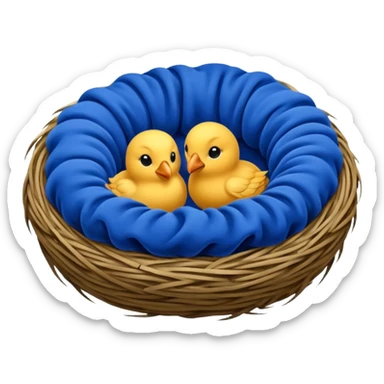 Nest made with blue velvet fabric sticker