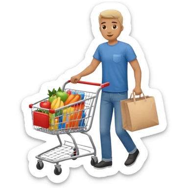 man-with-a-shopping-cart-full-body sticker