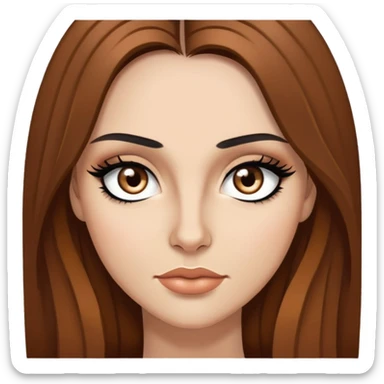Long brown hair, hazel eyes, sharp black eyeliner Baddie sticker