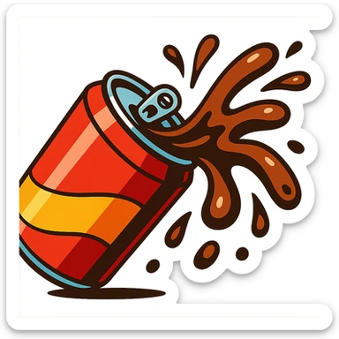 cola splash, dynamic, cartoon style sticker