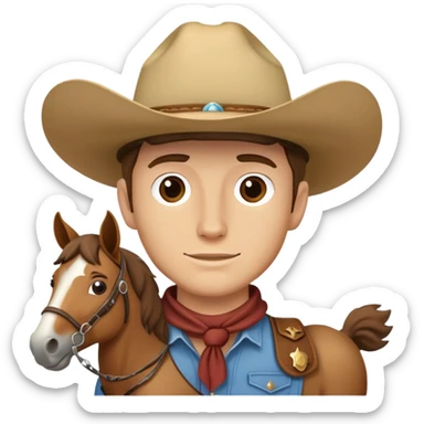 Ryan on a horse wearing a cowboy hat sticker