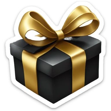 shiny black gift with gold bow sticker