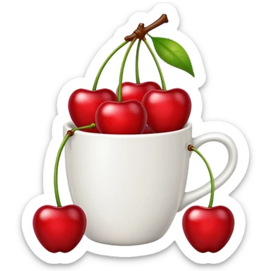 5pcs Fruit Cherry red on a cup sticker