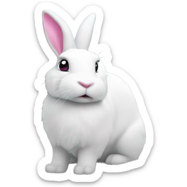 White Bunny with pink ears is in the snow sticker