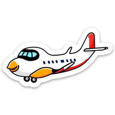 A cute airplane with a goose head and neck, flying with aircraft wings sticker