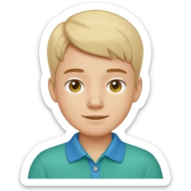 gender neutral person, chest up, wearing a blue-green polo shirt, emoji style, friendly expression sticker