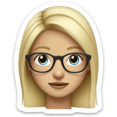 blonde girl blue eyes with glasses indoors sticker