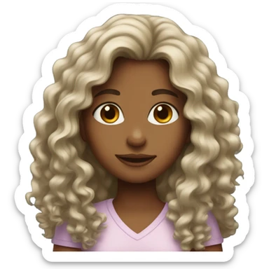 Girl with long curly hair sticker