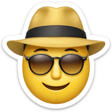 Emoji face with black fedora hat and sunglasses sticker