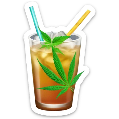 cannabis infused cocktail with straw and ice sticker