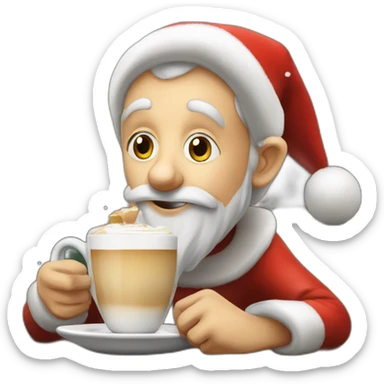 Un lutin de Noël qui dort dans un café sticker
