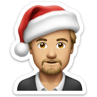 leonardo dicaprio with santa hat sticker