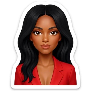 Kelly Rowland with black hair, red outfit sticker