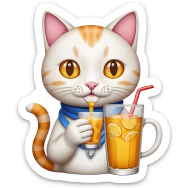 Gato con bebida sticker