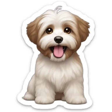 brown coloured dog bichon havanese crazy tongue sticker