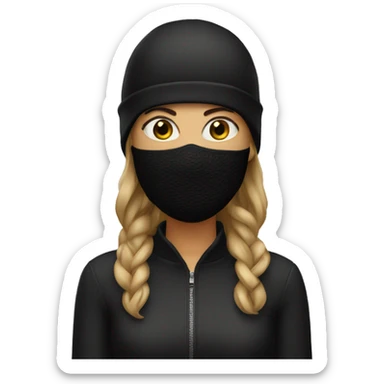 Woman wearing black ski mask sticker