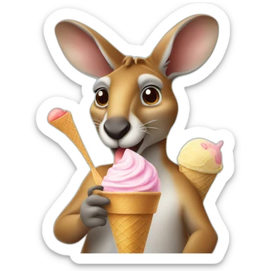A kangaroo eating Ice Cream  sticker